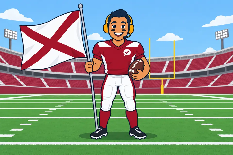 Ray, the RealAgentQuotes helper, waving a Alabama flag