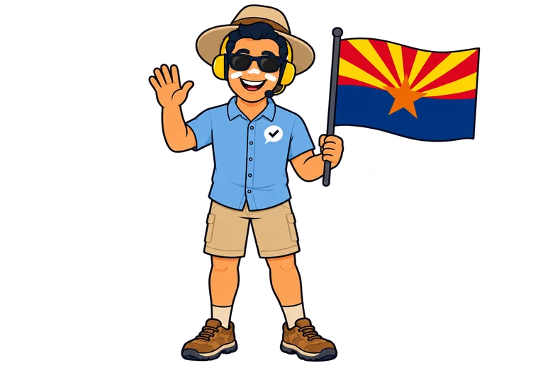 Ray, the RealAgentQuotes helper, waving an Arizona flag