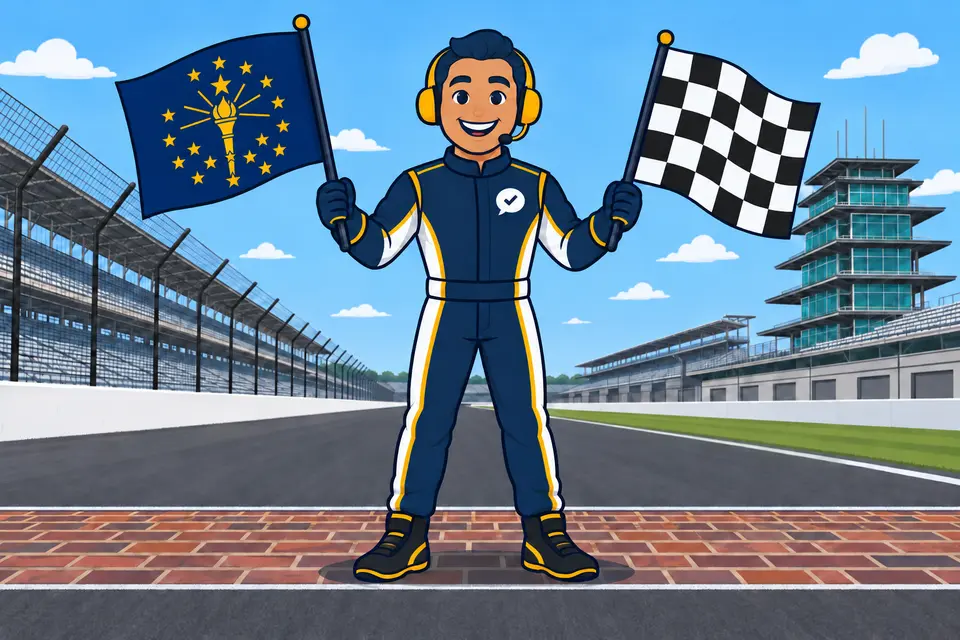 Ray, the RealAgentQuotes helper, waving a Indiana flag