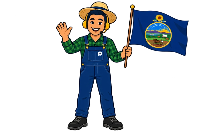 Ray, el ayudante de RealAgentQuotes, con una bandera de Kansas