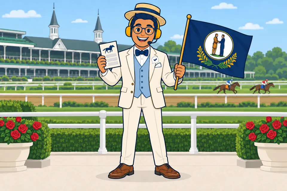 Ray, el ayudante de RealAgentQuotes, con una bandera de Kentucky