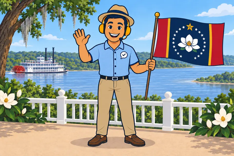 Ray, the RealAgentQuotes helper, waving a Mississippi flag