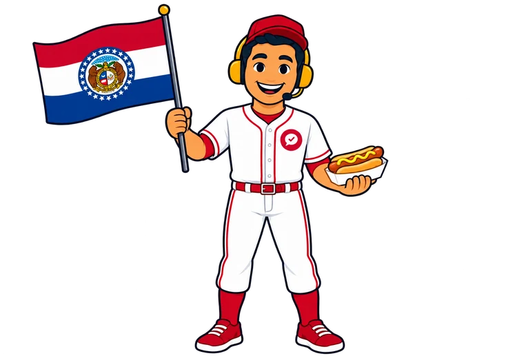 Ray, the RealAgentQuotes helper, waving a Missouri flag