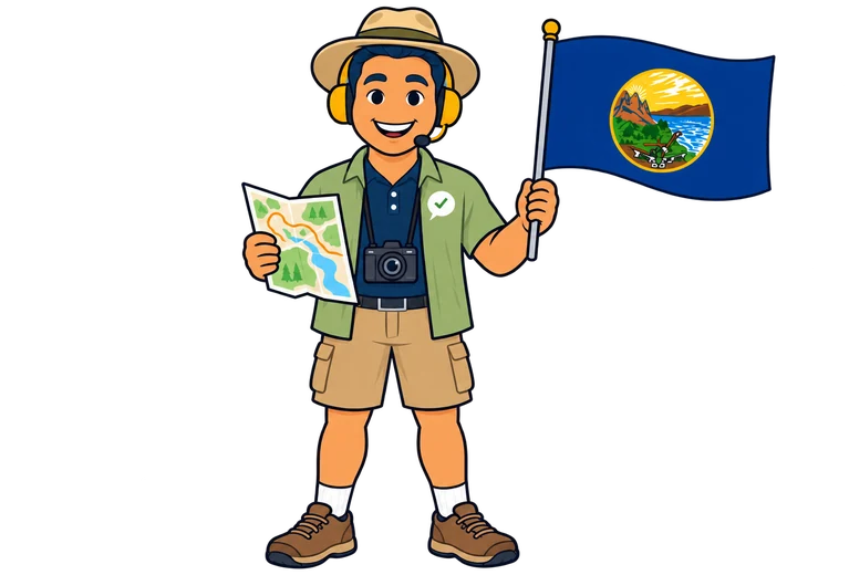 Ray, the RealAgentQuotes helper, waving a Montana flag