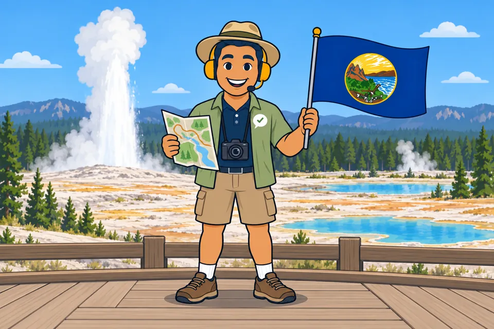 Ray, the RealAgentQuotes helper, waving a Montana flag
