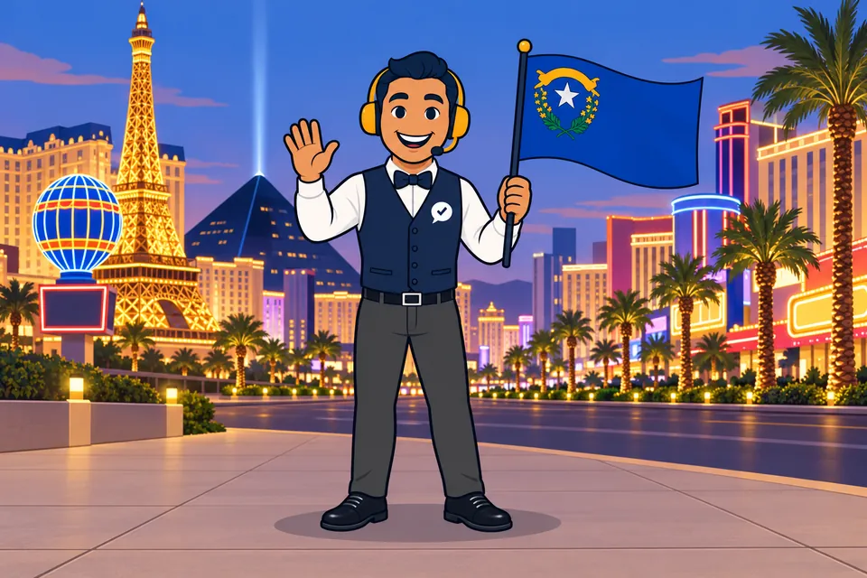 Ray, the RealAgentQuotes helper, waving a Nevada flag