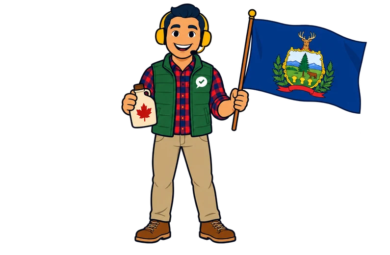 Ray, the RealAgentQuotes helper, waving a Vermont flag