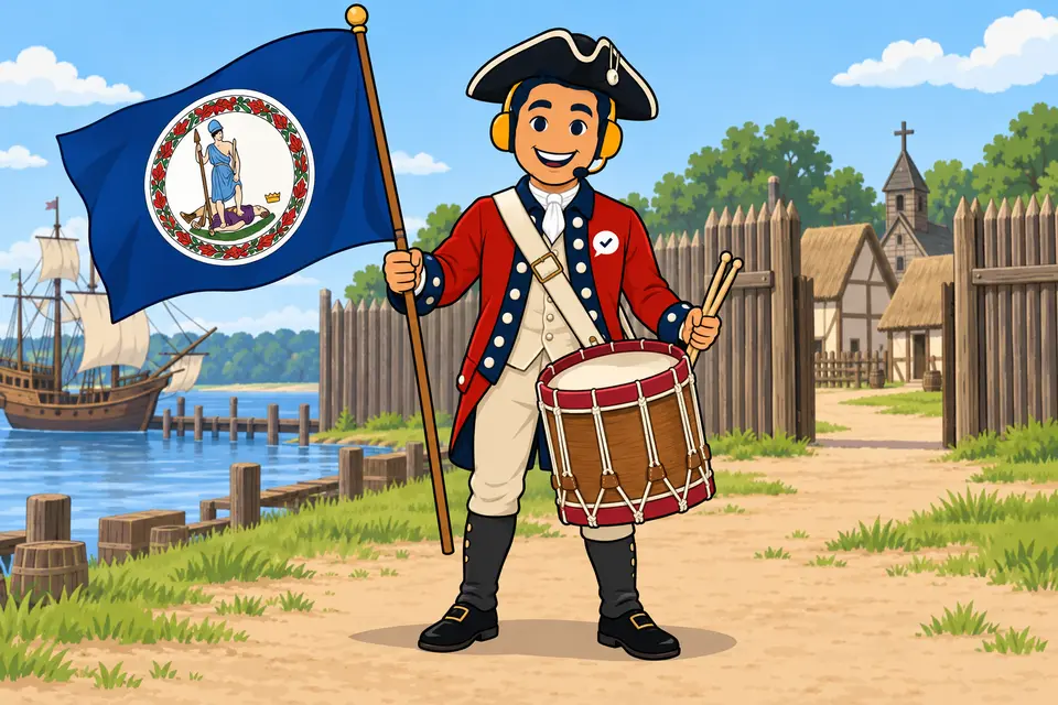 Ray, el ayudante de RealAgentQuotes, con una bandera de Virginia